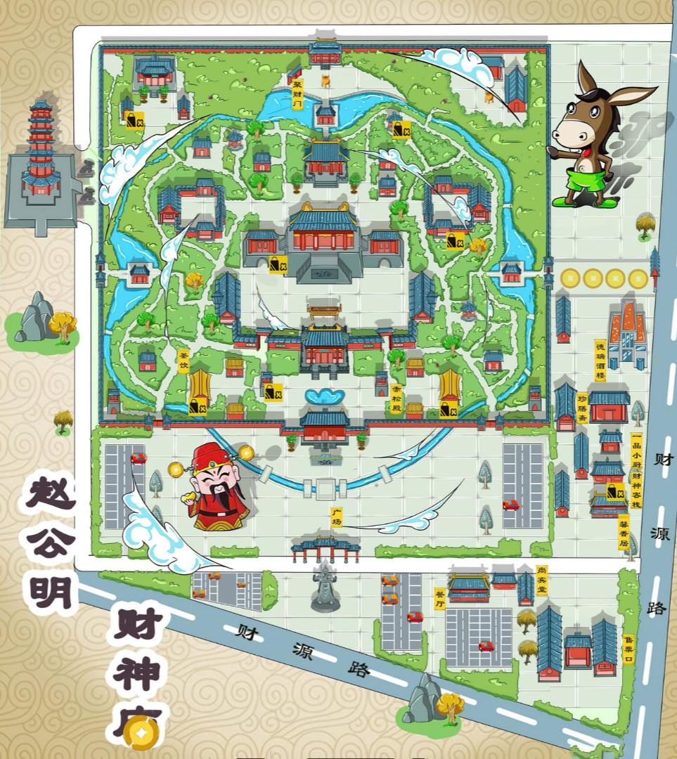 益阳寺庙类手绘地图